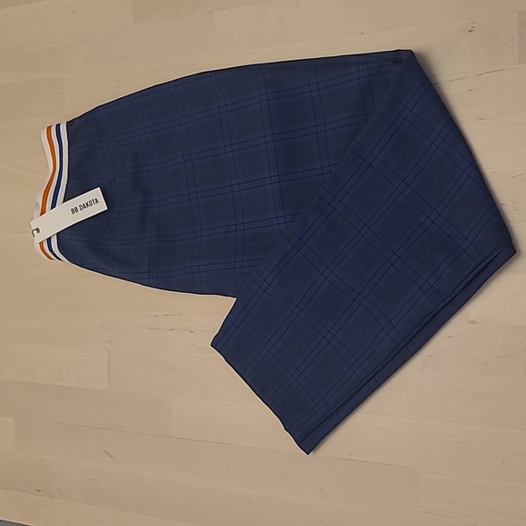 NWT BB Dakota Work it Out Blue Plaid Cropped Pants with Pockets - Picture 15 of 16